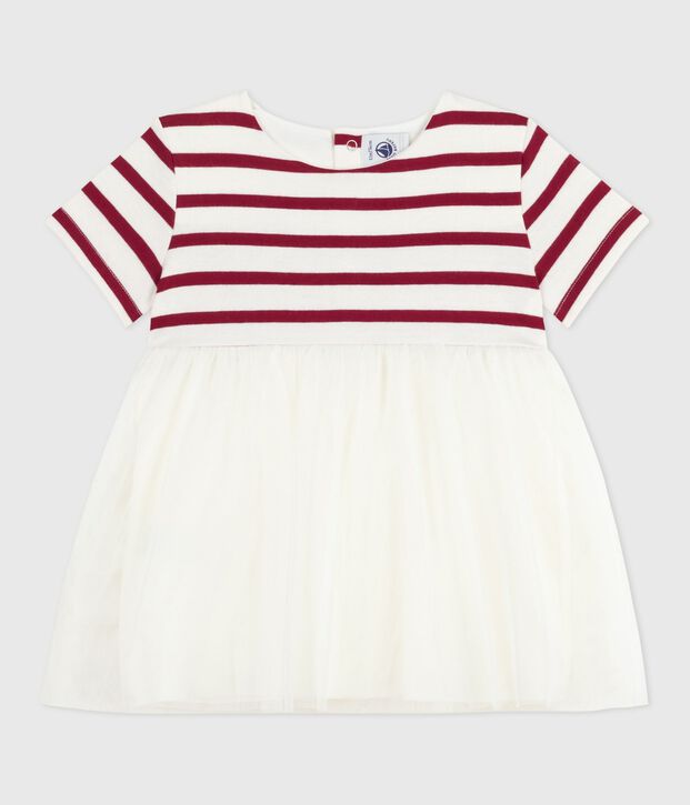 Babyjurkje met korte mouwen uit twee materialen rood/rood