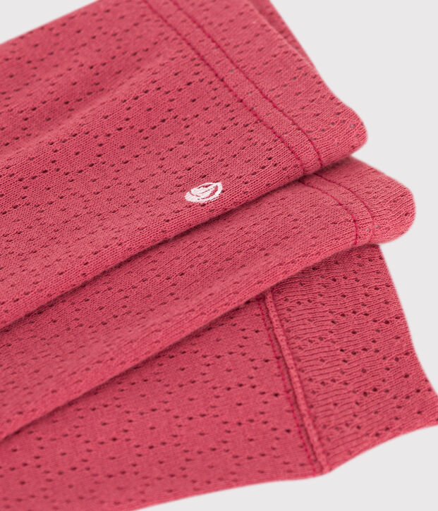 Katoenen opengewerkte legging voor baby's roze
