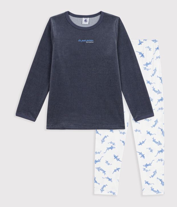 Pyjama  en coton blanc/bleu/multicouleur
