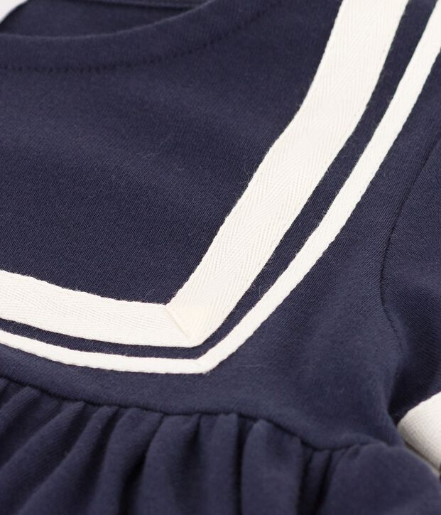 Robe manches courtes en coton bio enfant fille bleu marine