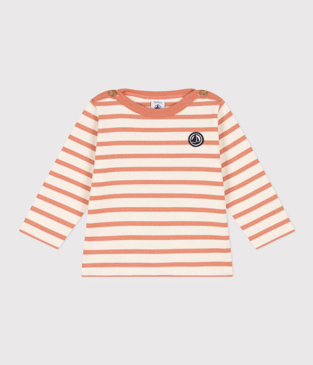 Marini&egrave;re voor baby's van dik jerseykatoen ecru/roze