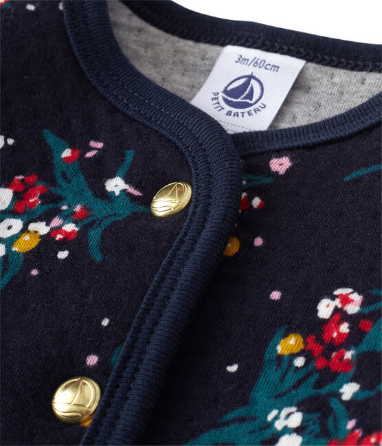 Cardigan in tubic met dessin voor babymeisjes blauw SMOKING/wit MULTICO