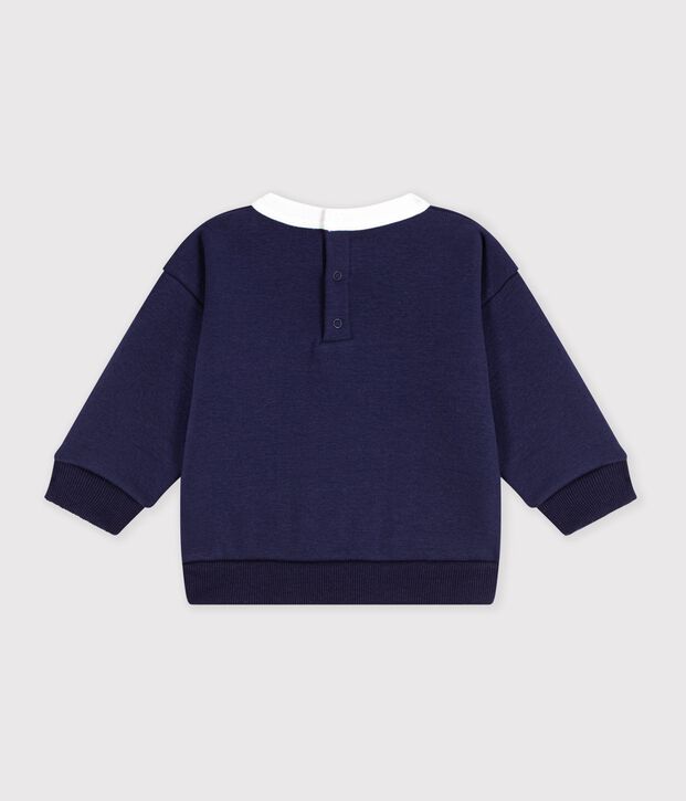 Sweatshirt b&eacute;b&eacute; en coton colorblock bleu/&eacute;cru