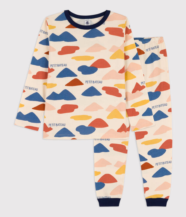 Katoenen pyjama meisjes / jongens ecru/multicouleur