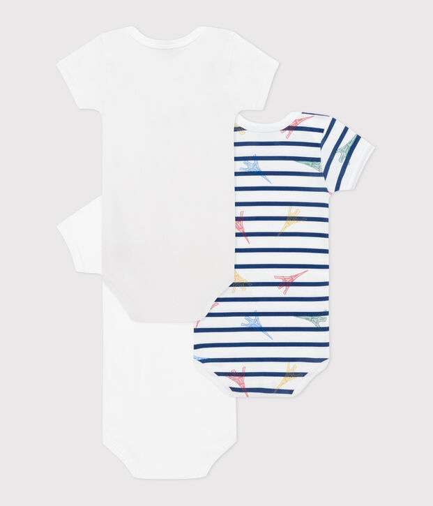 Lot de 3 bodies manches courtes en coton Paris b&eacute;b&eacute; multicouleur