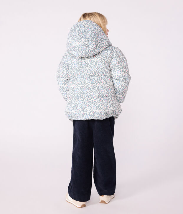 Donsjack met print voor kinderen ecru/multicouleur