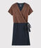 Robe manches courtes femme en lin naturel irisé bleu SMOKING/rose COPPER