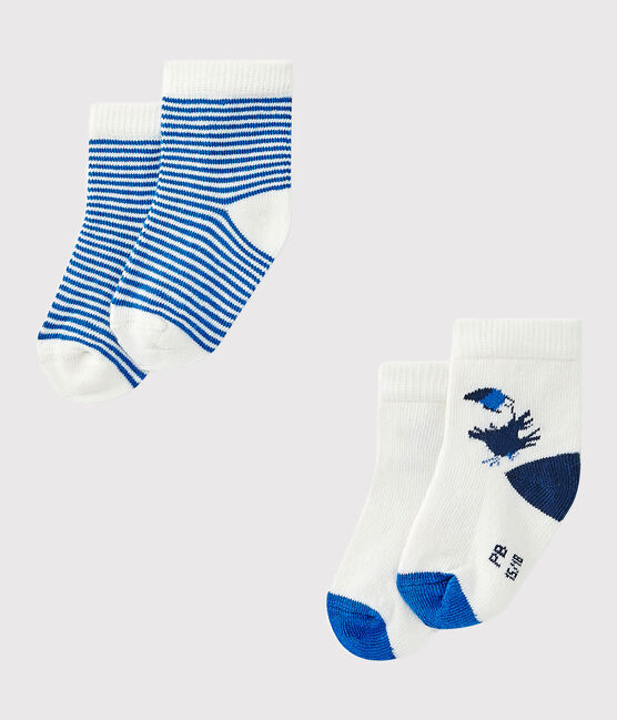 Set van twee paar sokken voor babyjongens wit .