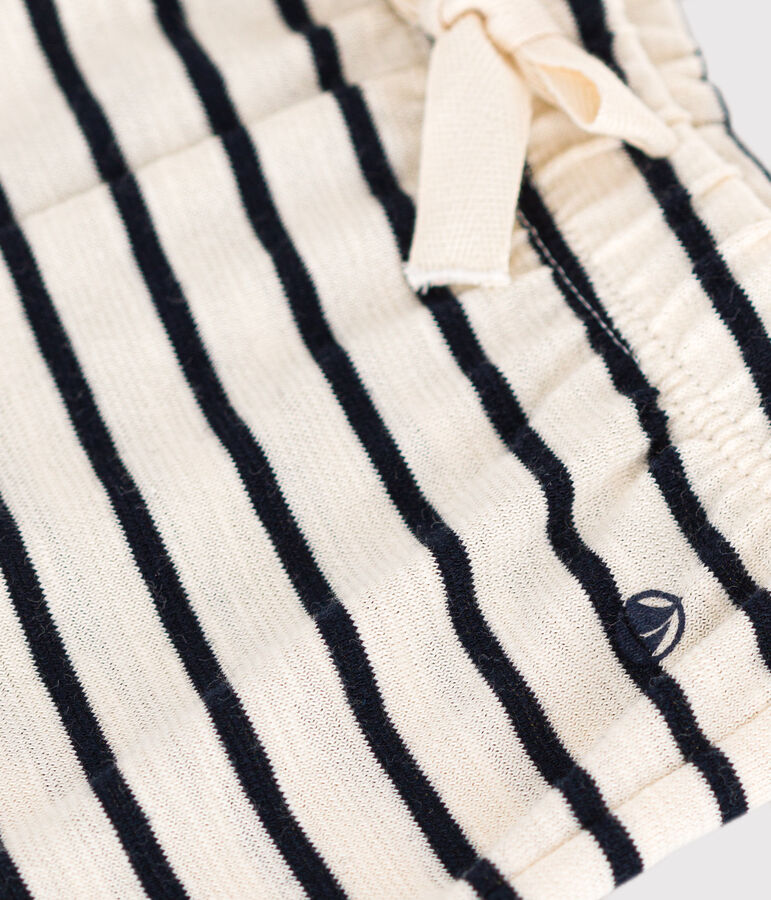 Short en jersey flamm&eacute; b&eacute;b&eacute; &eacute;cru/bleu