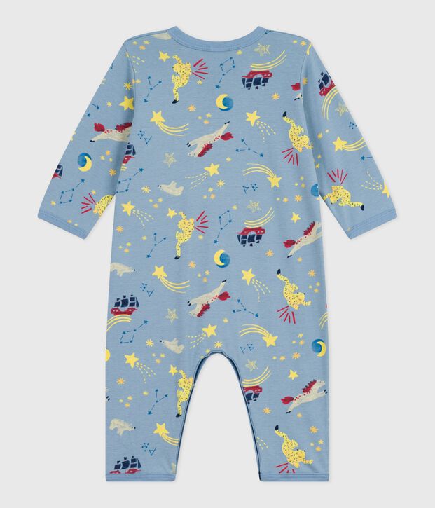 Katoenen babypyjama zonder voetjes met print blauw/multicouleur