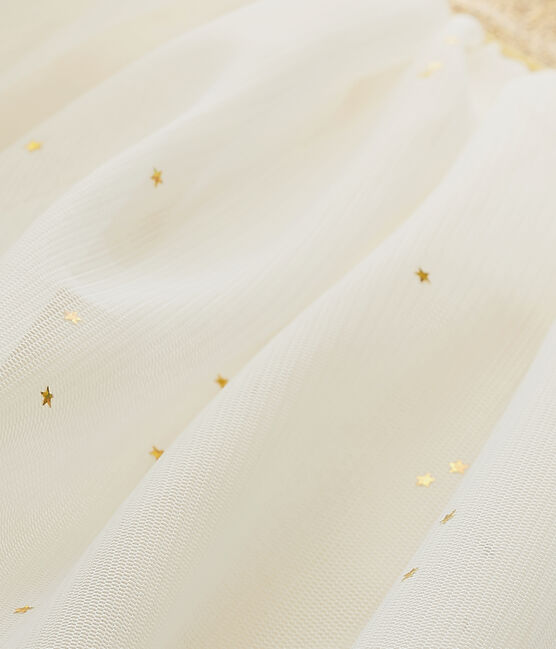 Meisjesrok in tule met sterrendessin beige COQUILLE/geel DORE