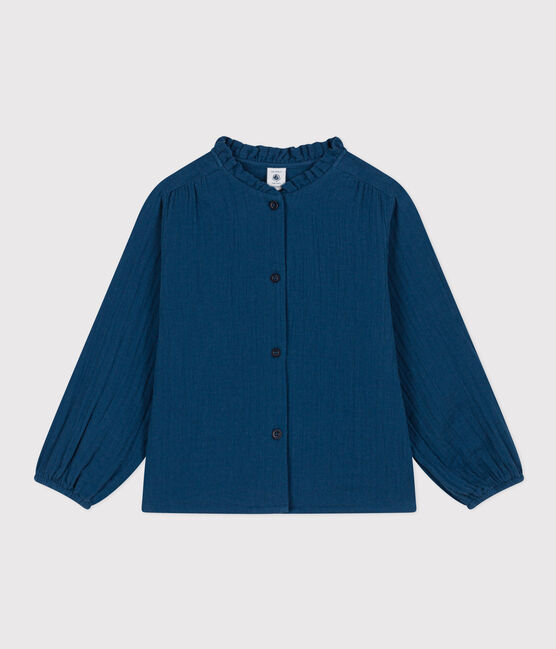 Blouse en gaze de coton enfant fille bleu INCOGNITO