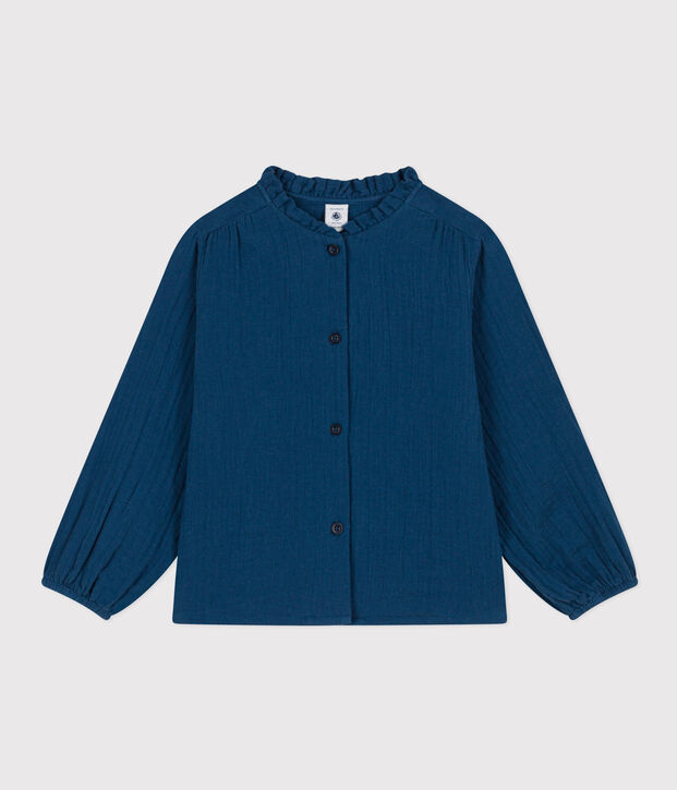 Blouse in biokatoenen materiaal voor meisjes blauw