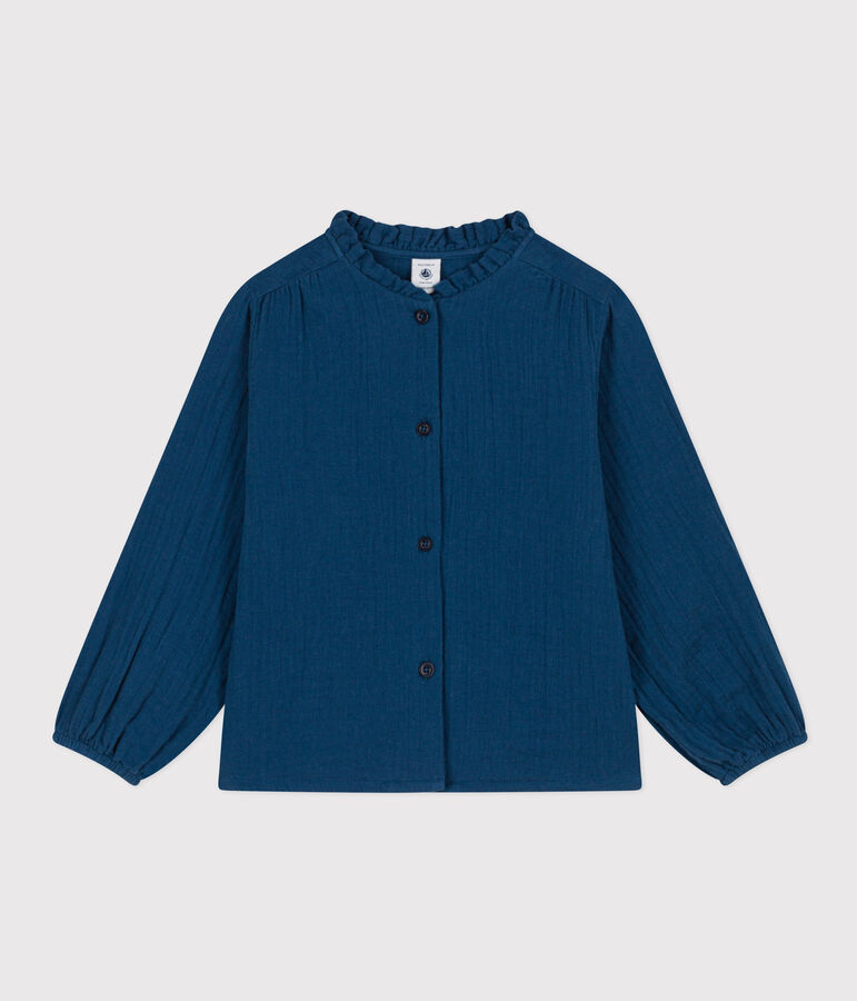 Blouse en gaze de coton enfant fille bleu