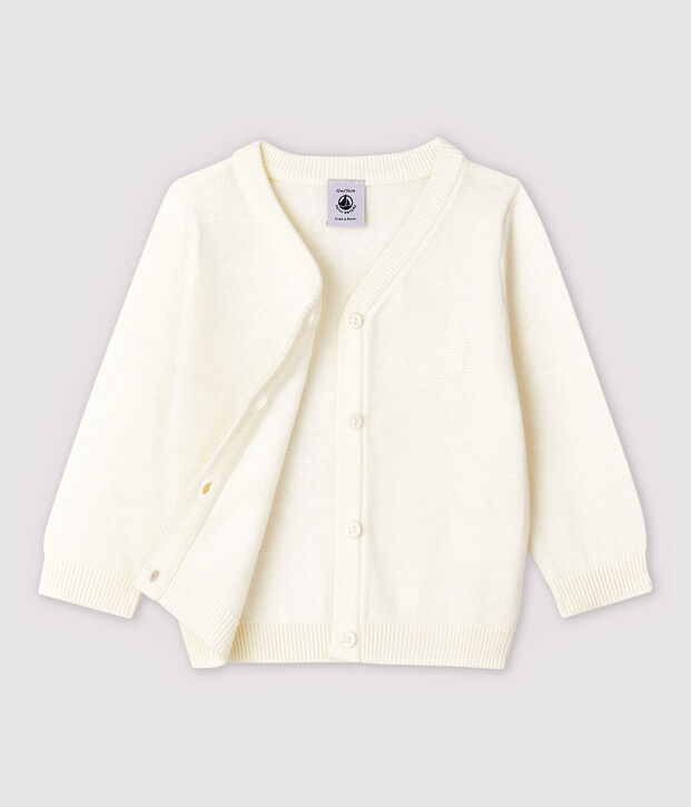 Cardigan van katoenen/linnen jersey tricot voor babyjongens wit