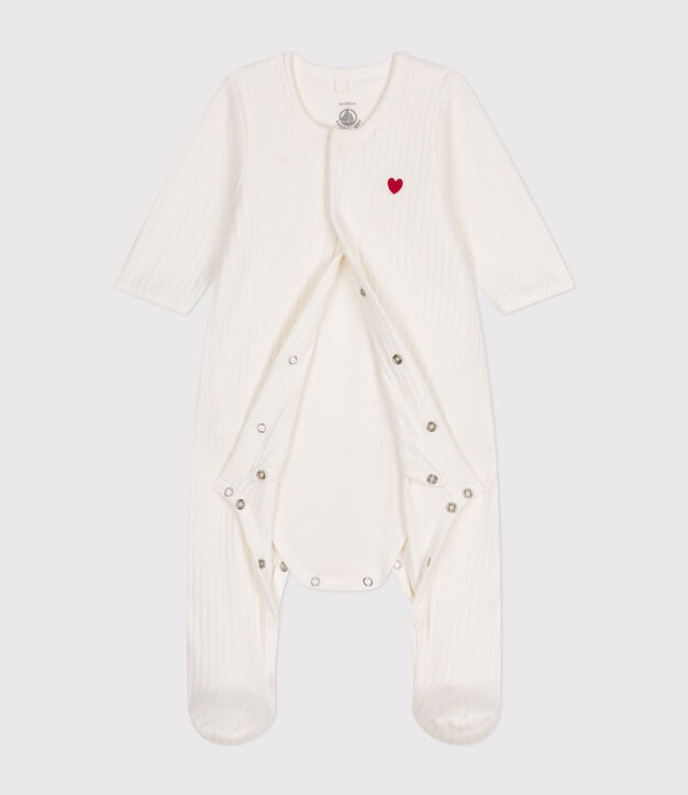 Dors-bien mixte en velours avec body int&eacute;gr&eacute; uni blanc