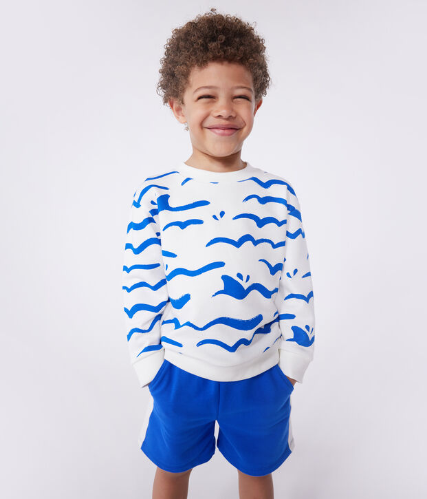 Sweatshirt enfant en coton imprim&eacute; blanc/multicouleur