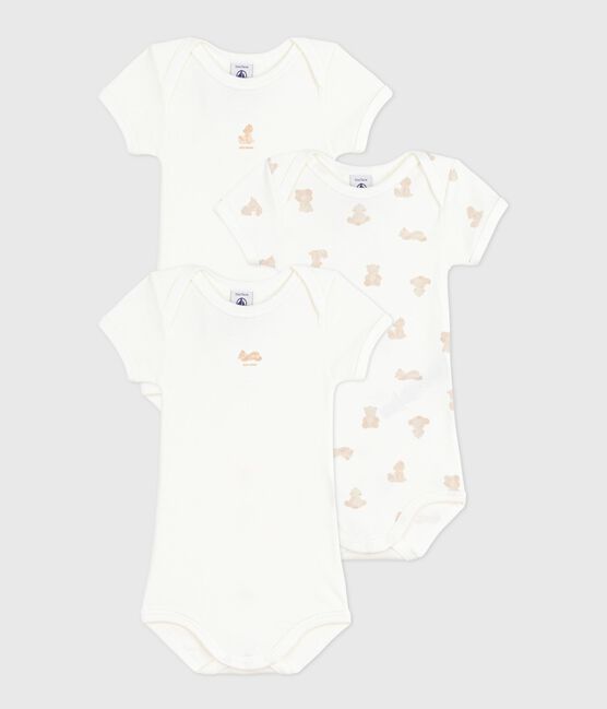 Setje van katoenen babybody's met korte mouwen en berenprint variante 1