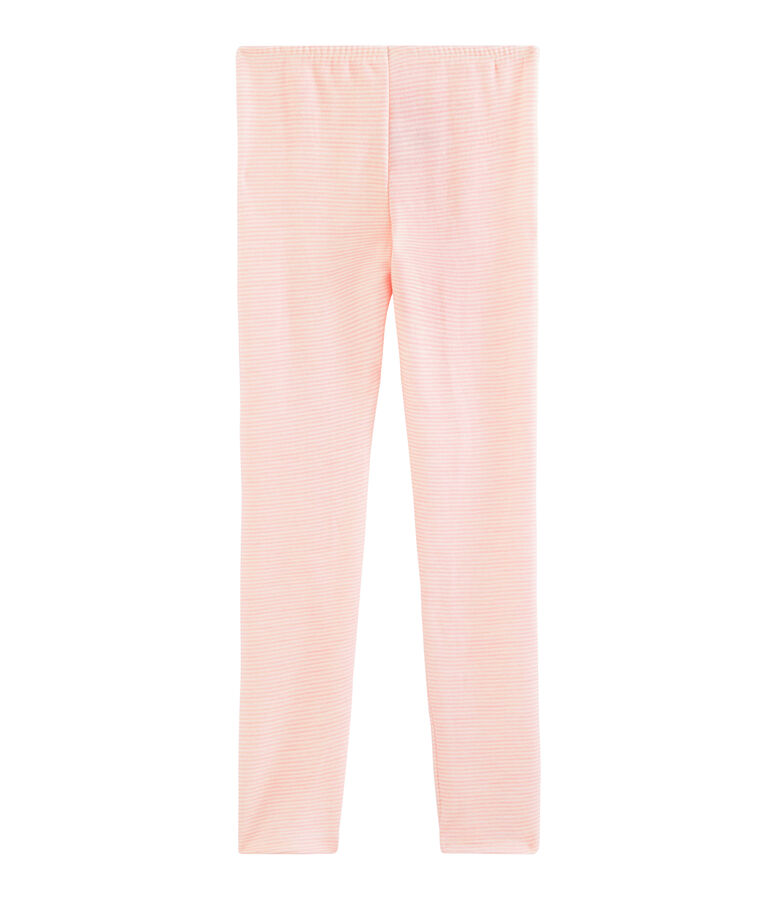 Legging enfant en laine et coton rose/blanc