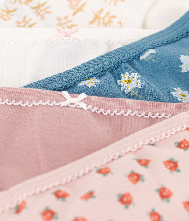 Set van 5 meisjesslips met bloemetje in katoen multicouleur
