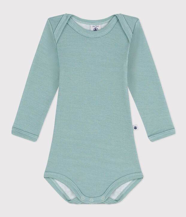 Body manches longues b&eacute;b&eacute; en laine et coton vert