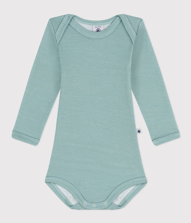 Body manches longues b&eacute;b&eacute; en laine et coton vert