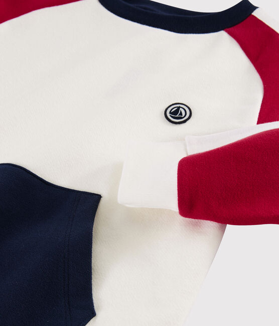 Sweatshirt jongens kinderen wit MARSHMALLOW/rood TERKUIT/ SMOKING