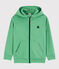 Sweatshirt zippé à capuche en coton enfant garçon vert ALOEVERA