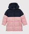 Lang meisjes/jongens donsjack blauw SMOKING/roze CHARME