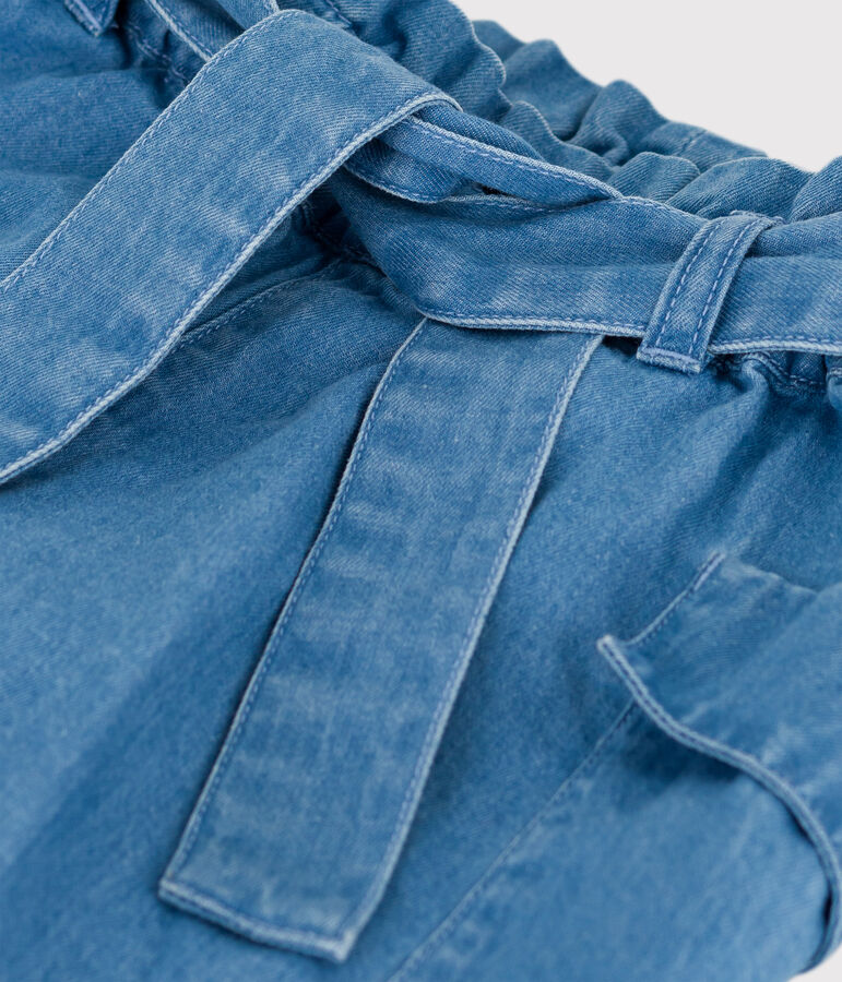 Meisjesshort in biodenim blauw