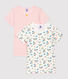 Set van 2 meisjes t-shirts met korte mouwen en bloemenprint van biologisch katoen