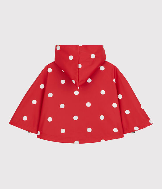 Regencape met stippen voor baby’s rood TERKUIT/wit MARSHMALLOW