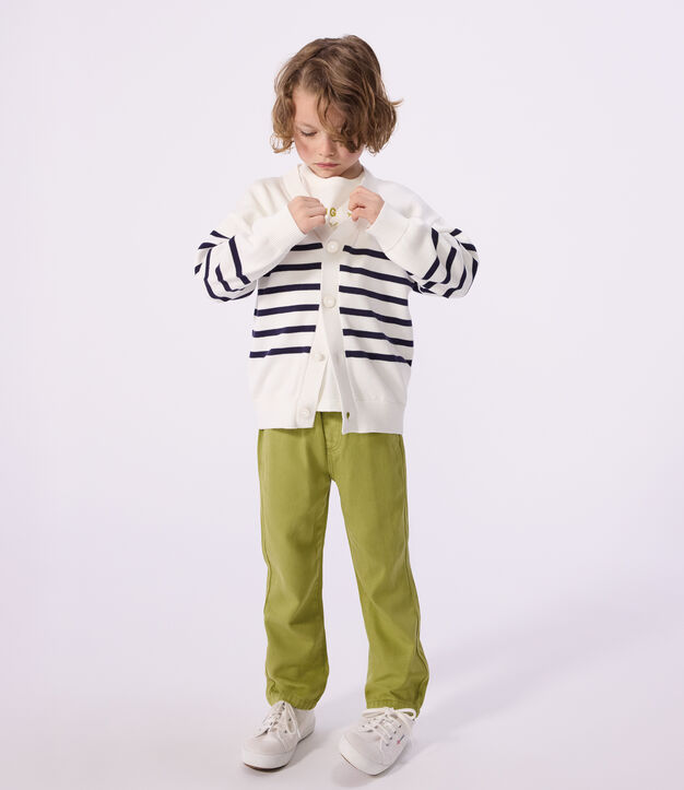 Katoenen kindercardigan met strepen blauw/blauw