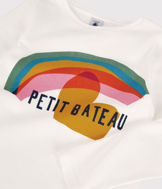 Katoenen meisjes t-shirt met lange mouwen wit MARSHMALLOW