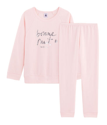 Pyjama Meisje Van Extra Warme Geruwde Bouclebadstof Petit Bateau