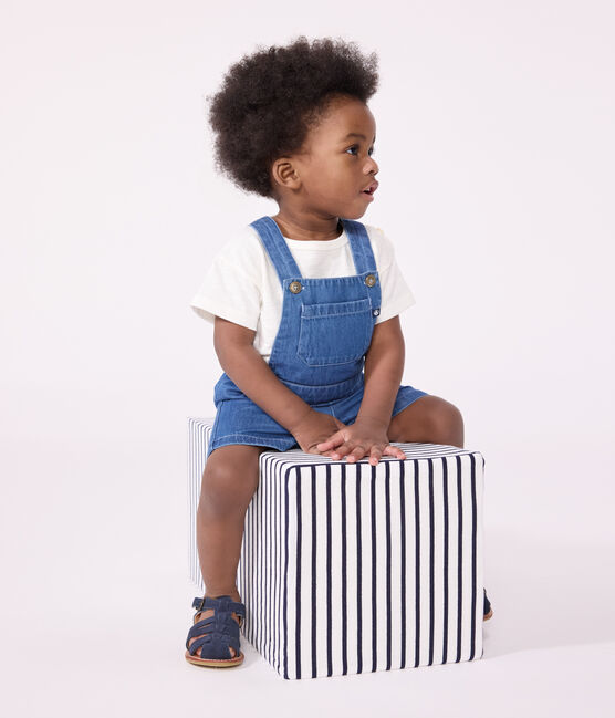 Salopette courte en denim léger bébé bleu DENIM CLAIR