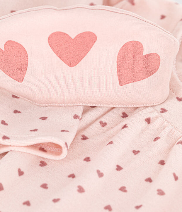 Chemise de nuit et tiare c&oelig;ur en velours enfant rose/rose