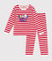 Pyjama rayé en velours enfant rouge AURORA/ MARSHMALLOW