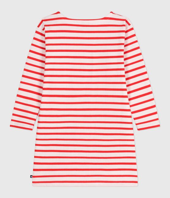 Katoenen kinderjurk met lange mouwen en strepen roze FLEUR/ SPICY