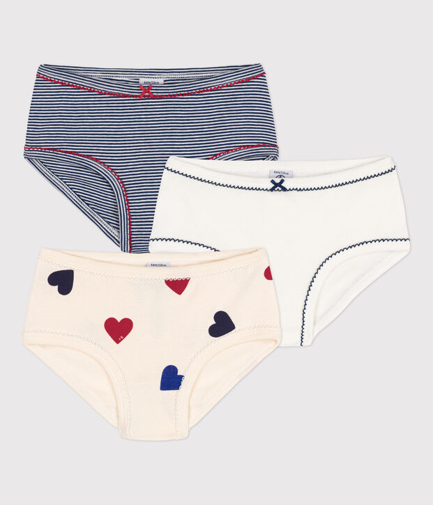 Lot de 3 culottes c&oelig;ur petite fille en coton multicouleur