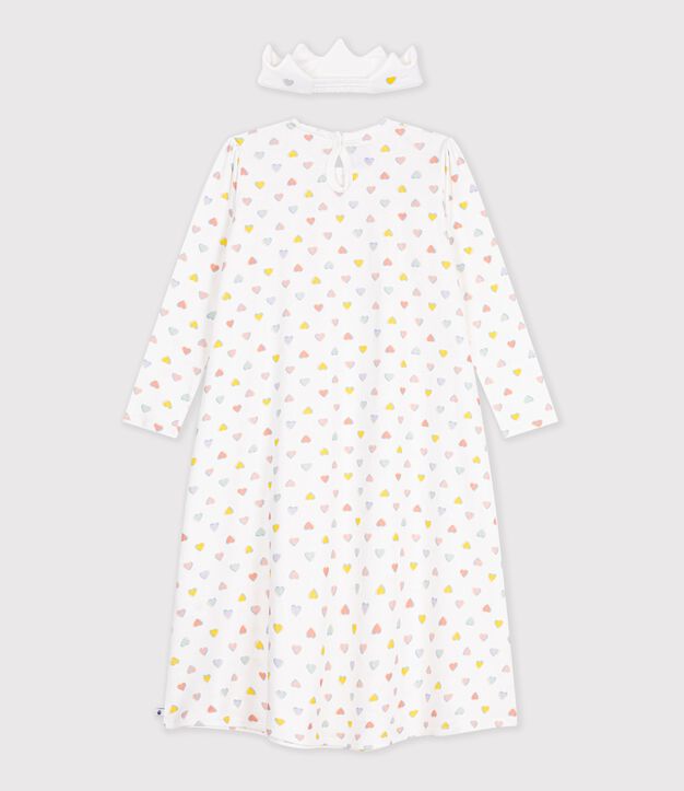 Katoenen kindernachthemd in prinsessenthema met diadeem wit/multicouleur