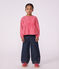 Blouse enfant en coton manches longues &agrave; rayures rose/rose