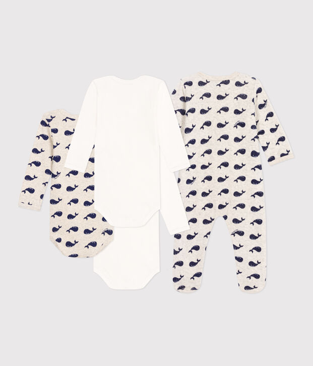 Setje met 1 babypyjama en 3 body's met walvissenprint multicouleur
