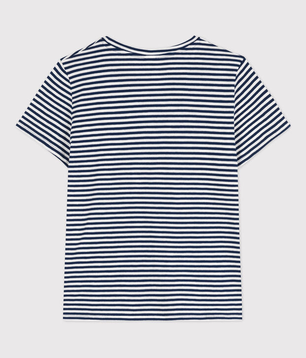 LE DROIT, katoenen T-shirt voor dames met ronde hals blauw/wit