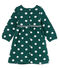 Jurk met lange mouwen en stippen babymeisje groen SOUSBOIS/wit MARSHMALLOW CN
