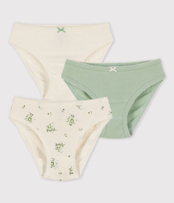 Set van 3 meisjesslips met bloemetjes in retrostijl katoen en linnen variante 1