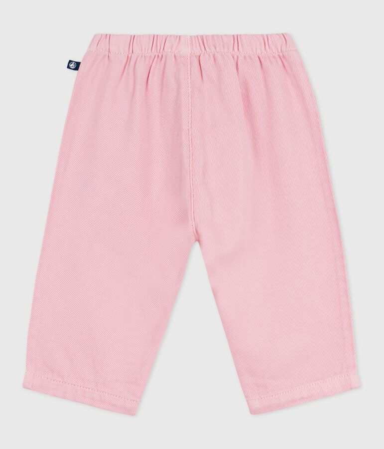 Soepelvallende babybroek van effen katoen roze MARQUISE