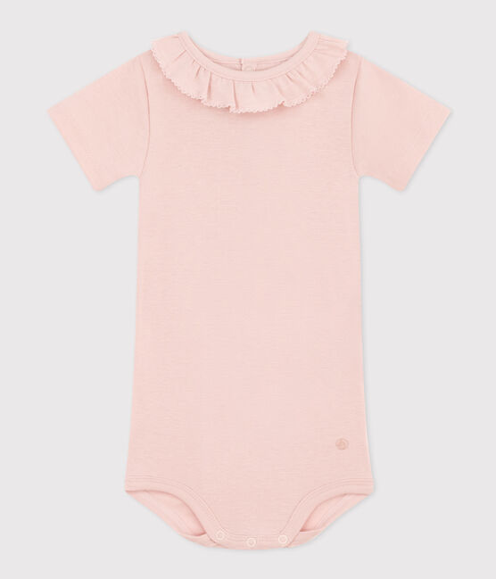 Babybody met korte mouwen en kraagje van katoen roze SALINE
