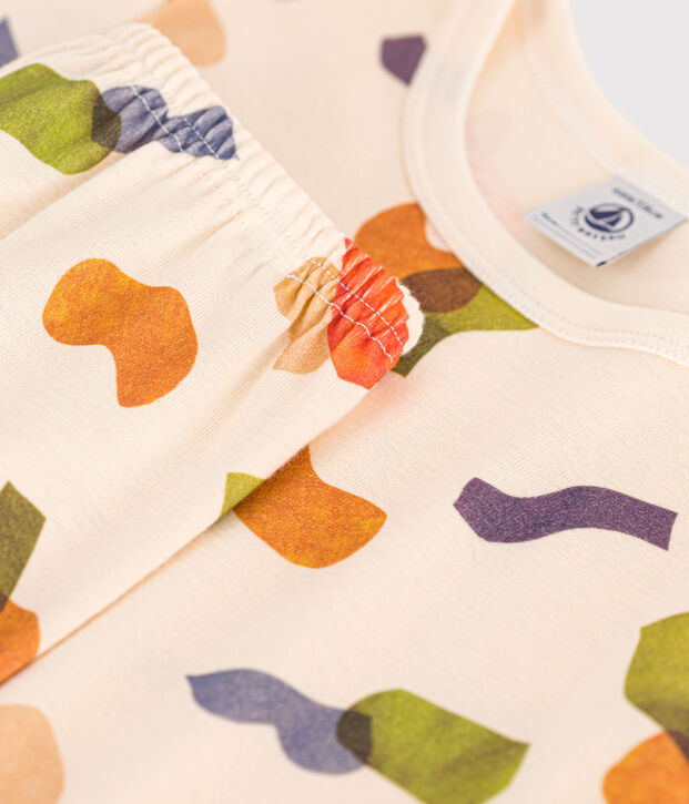 Katoenen pyjamashort met print voor kinderen ecru/multicouleur