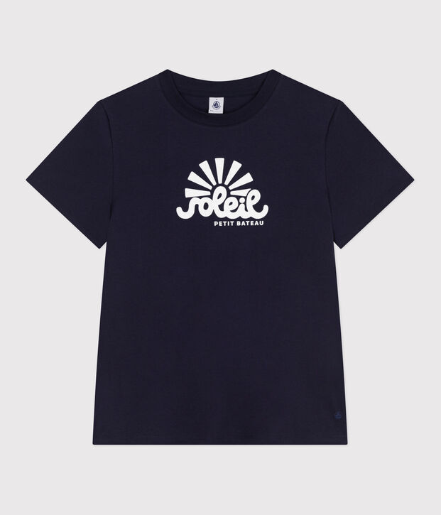 Tee-shirt Femme Le Droit en coton uni bleu marine